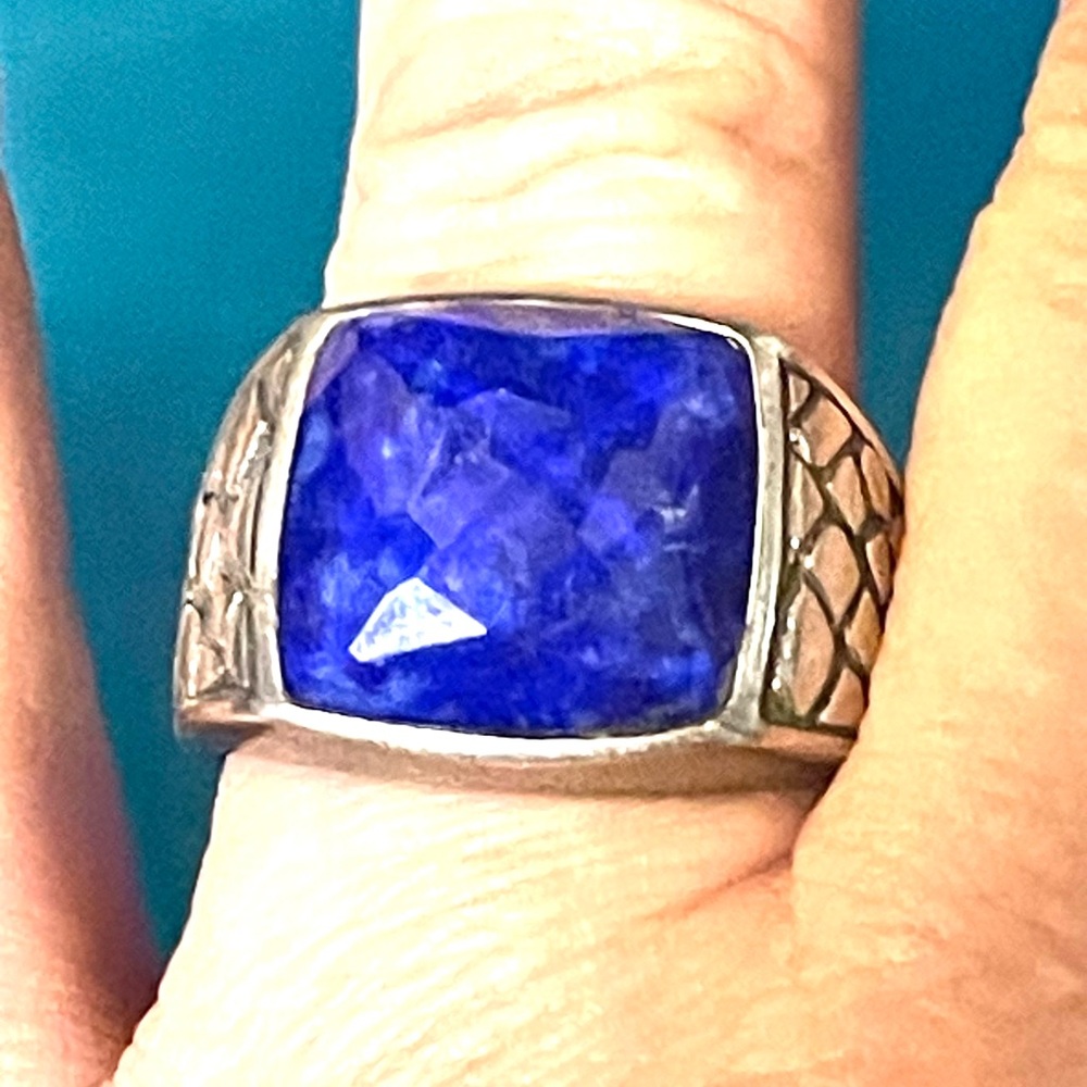 Currency 13.2g Sterling Blue Topaz Ring sz 12